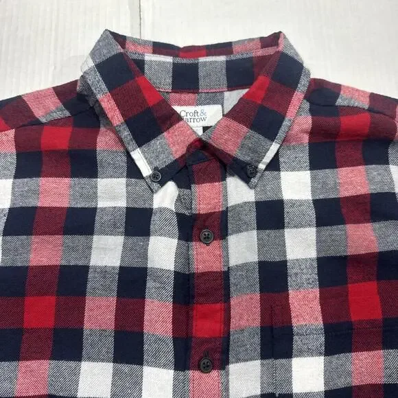 Croft & Barrow Flannel Shirt Mens Large Button Down Long Sleeve Plaid - Picture 3 of 10